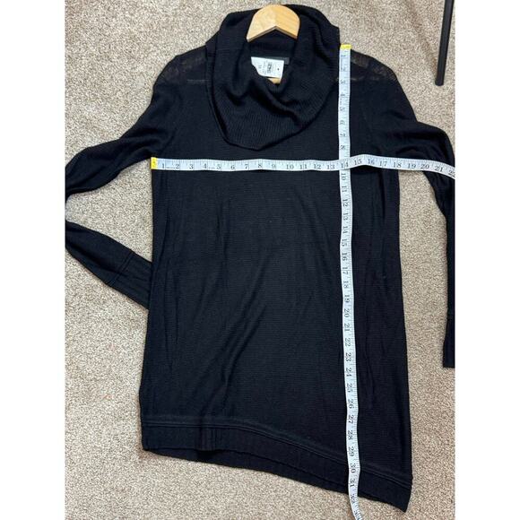 NWT Ann Taylor Cowl Neck Asymmetrical Hem Open Knit Lightweight Black Sweater M - Picture 9 of 9